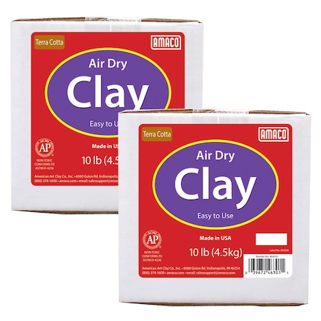 Amaco Air Dry Clay, Terra Cotta, 10 lbs. Per Box, PK2 46301A